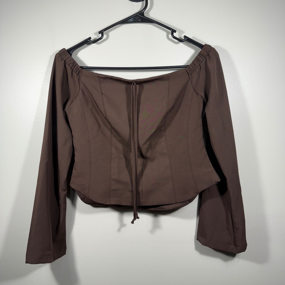 Beverly and‎ Beck Corset Top Brown Long Sleeve XS